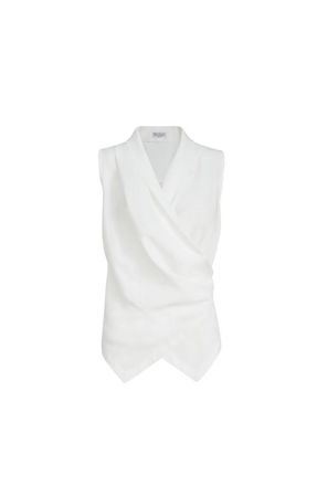 Brunello Cucinelli Fluid twill vest with monili in White at Nordstrom, Size 3X-Large Eu