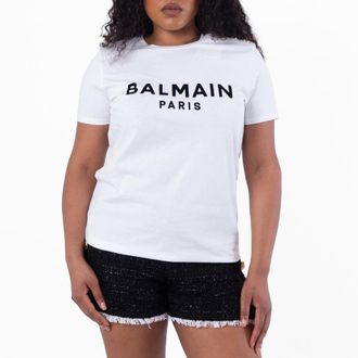 Balmain Flock Button Embellished Cotton T Shirt, Size Large