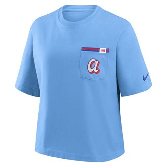 Nike Atlanta Braves City Connect Pocket Boxy Nike Womens MLB T-Shirt in Blue | 11CM4NAAW-3GZ