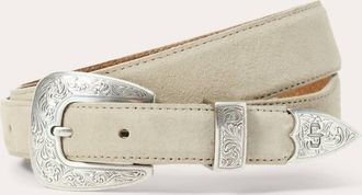The Great. Womens Western Narrow Belt In Cream With Silver