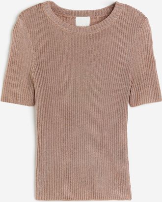 H&M Shirt aus Rippstrick in Metallic - Braun