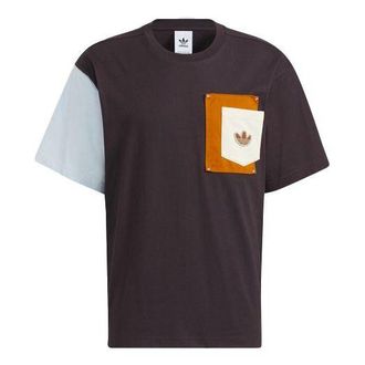 adidas Mens adidas originals Series Splicing Pocket Round Neck Short Sleeve Brown T-Shirt HC0340