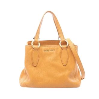 Miu Miu Pre-owned Handbags, female, Yellow, Size: ONE SIZE Pre-owned Vitello Caribu Leather Handbag