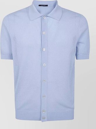 Tagliatore short sleeve shirt textured knit collar