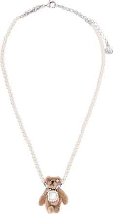 Yvmin Collana di perle Teddy Bear - Bianco