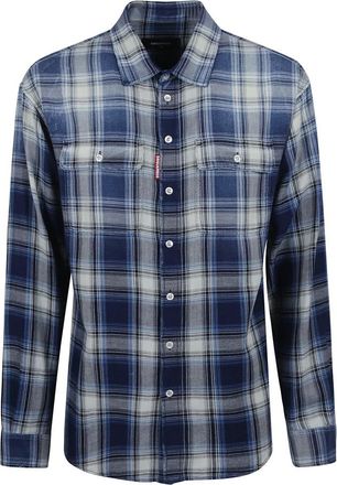 Dsquared2 Blauw Katoenen Overhemd met Vintage Touch - Heren - Casual Overhemden - Blauw - XL - Katoen - Overhemden