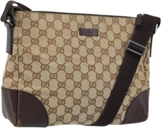 Gucci Pre-owned Cross Body Bags, female, Beige, Size: ONE SIZE Pre-owned Vintage GG Canvas Shoulder Bag