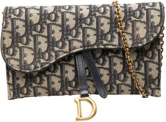 Dior Pre-owned Dior Small Oblique Canvas Saddle Pouch with Chain Ladies O5K49QDAHI6R20TR