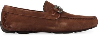 Ferragamo Mens Suede Loafers Brown Calfskin