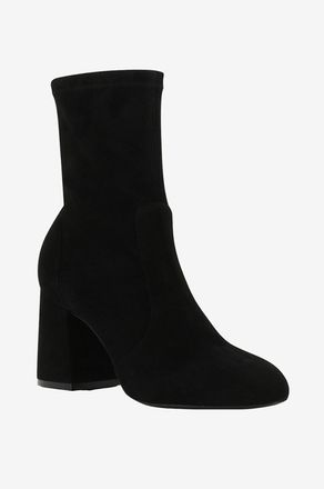 Stuart Weitzman Sockenstiefeletten aus Wildleder Flareblock 85