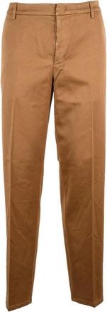 Dondup Beige James Straight-Leg Cotton-Linen Blend Trousers