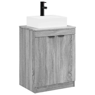 vidaXL Juego De Muebles De Ba&ntilde;o Sonoma Gris Madera De Ingenier&iacute;a Vidaxl