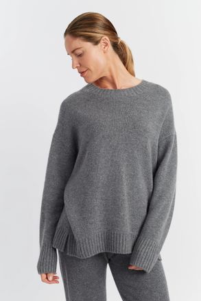 Chinti and Parker Grey-Melange Pure Cashmere Crew Neck Sweater