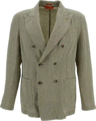 Barena Double-breasted jas - Heren - Blazers - Groen - XL - Linnen - Jassen