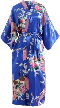 Generic Kimono Robe Womens Long, Womens Kimono Dressing Gown Printed Kimono Robe Long Satin Kimono Dress Satin Dressing Gown For Women Kimono Floral Nightgown