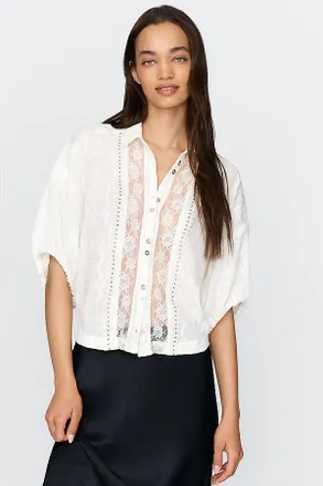 Pilcro Quincy Sequined Lace Blouse