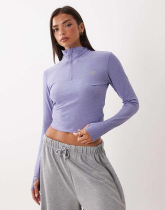 New Balance Sport Essentials - Viola scuro fum&eacute; m&eacute;lange con zip corta