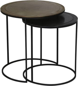 Light & Living Light&living - Conjunto de mesas auxiliares Talca cobre antiguo y