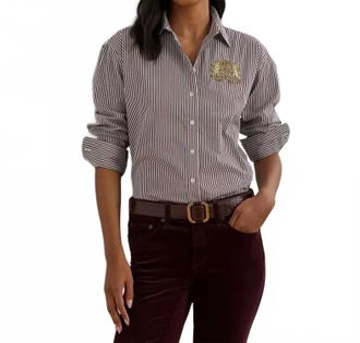 Ralph Lauren Relaxed-Fit Striped Broadcloth Shirt In White