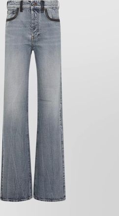 Miu Miu cotton denim jeans leather accents