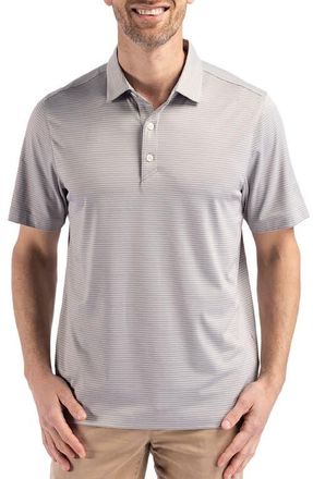 Cutter & Buck Forge Fine Line Stripe Recycled Blend Polo in Polished/white at Nordstrom, Size Xxx-Large