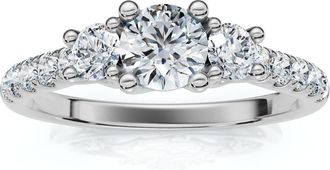 Pompeii3 3/4ct Elira Three Stone Diamond Ring 10K Gold Lab Grown