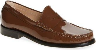 Stuart Weitzman Lottie Penny Loafer in Walnut Patent at Nordstrom, Size 10.5