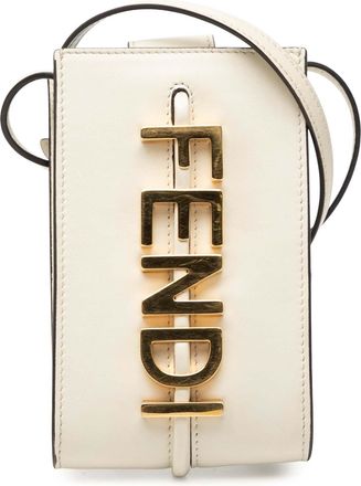 Fendi Pre-owned Womens Leather Fendigraphy Phone Pouch - White - One Size