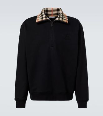 Burberry Burberry Check cotton jersey half-zip sweatshirt
