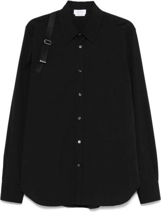 Alexander McQueen Overhemden, Heren, Zwart, L, Katoen, Zwarte Katoenen Overhemd met Voorsluiting