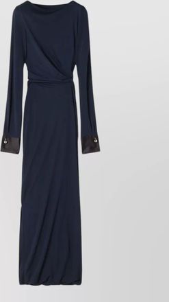 Lanvin draped maxi dress round neck long sleeves