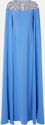 Oscar De La Renta Embellished caped silk-blend gown