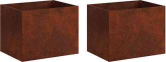 vidaXL Macetero De Jard&iacute;n 2 Uds. Oxidado 40 X 30 X 30 Cm Acero Oxidado Vidaxl