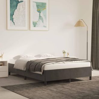 Berkfield Home Bed Frame Dark Grey 135x190 cm Double Velvet