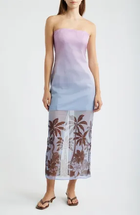 Line & Dot Dune Ombr&eacute; Midi Dress in Blue Multi at Nordstrom, Size X-Small