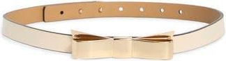 Kate Spade New York Metal Bow Leather Belt in Cream /Polished Gold 151 at Nordstrom Rack, Size X-Large