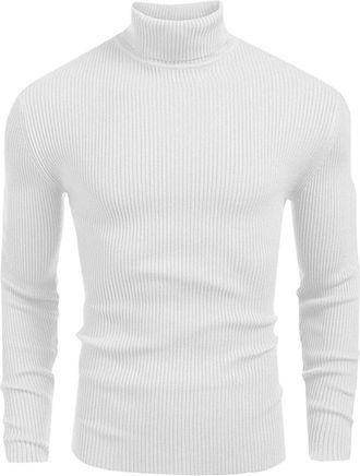 Generic Mens Jumpers Turtle Neck Sale Clearance Ribbed Knitted Jumper Slim Fit Sweater Polo Roll Neck Jumper Long Sleeve Casual Sweaters For Men Basic Pullove