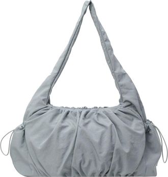 Generic Women Soft Armpit Bag Large Capacity Cloud Pleated Shoulder Bag Casual Handbag Solid Color Multi-pockets for Outdoor Travel (Blue)