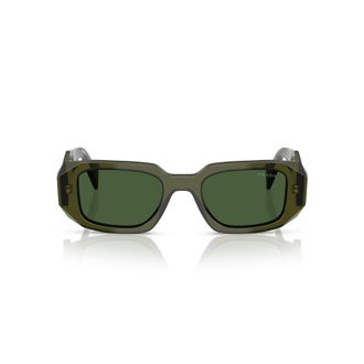 Prada 0pr 17ws Translucent Olive Green Rectangle Frame Sunglasses