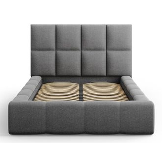 BLOOMINGLOFT Design Polsterbett Isa mit Aufbewahrungsfach, Strukturstoff Dunkelgrau