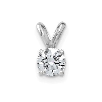 Diamond2Deal 14k White Gold 1/2ct. 5.0mm Round Moissanite Solitaire Pendant