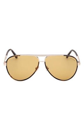 Tom Ford Rupert 63mm Pilot Sunglasses in Dark Havana Rose Gold/Vicuna at Nordstrom