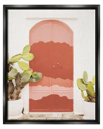 Stupell Industries Contemporary Desert Doorway Cactus Framed Floater Canvas Wall Art By Leah Straatsma