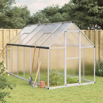 Berkfield Home Greenhouse with Base Frame Silver 334x169x195 cm Aluminium | Size: 334 x 169 x 195 cm