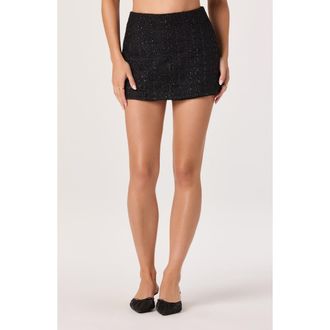 ASTR the Label Metallic Tweed Mini Skort in Black at Nordstrom Rack, Size Small