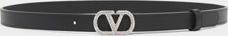 Valentino Garavani Crystal VLogo Leather Belt, 20mm