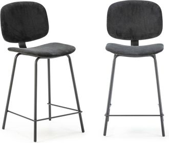 Calicosy Lote de 2 taburetes de terciopelo acanalado h65 cm - negro