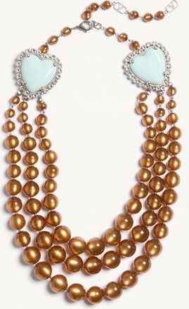Valentino Garavani Coeur Hyperbole Necklace in Metal, Resin and Crystals Wo