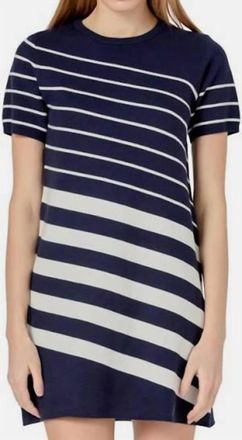 English Factory Multi Stripe Mini Dress In Navy Cream