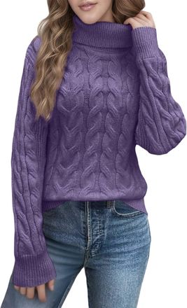 Generic Womens Jumpers High Neck Knit Pullover Sweater Soft Warm Winter Turtleneck Top Casual Loose Fit Long Sleeve Sweater Womens Top